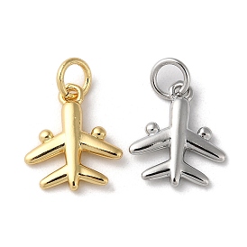 Brass Charm, with Jump Ring, Long-Lasting Plated, Lead Free & Cadmium Free, Airplane Charm