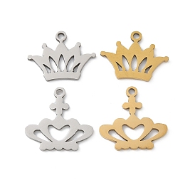 201 подвески из нержавеющей стали, корона очарование, лазерная резка, ионное покрытие (ip)