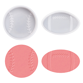 BENECREAT 2Pcs 2 Style DIY Flat Rugby & Flat Tennis Display Decoration Silicone Molds, Resin Casting Molds, for UV Resin, Epoxy Resin Craft Making