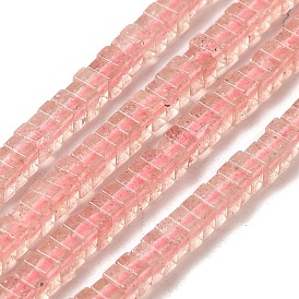 Natural Strawberry Quartz Beads Strands, Square