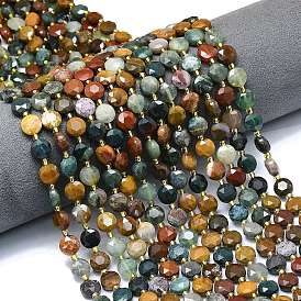 Океан Природный яшмы бисер нитей, граненый шестиугольный разрез, плоско-круглые, с бисером