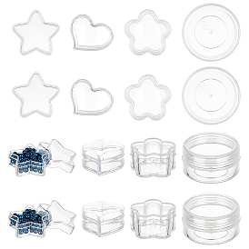 PandaHall Elite 24Pcs 4 Style Plastic Bead Containers, Heart & Flower & Round