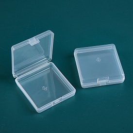 Transparent Plastic Bead Containers, with Hinged Lids, Rectangle