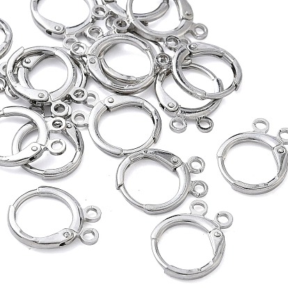 SHEGRACE Brass Leverback Earring Findings, Cadmium Free & Nickel Free & Lead Free, with 2 Loops