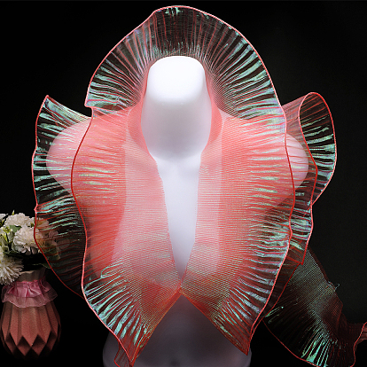 Полиэстер градиент плиссированная кружевная ткань с рисунком листьев лотоса, аксессуары для одежды