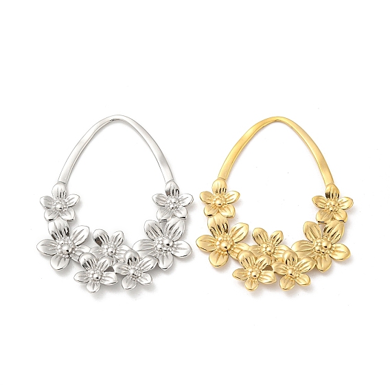 304 подвески из нержавеющей стали, слезинка с цветочным шармом