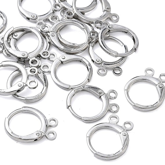 SHEGRACE Brass Leverback Earring Findings, Cadmium Free & Nickel Free & Lead Free, with 2 Loops