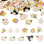 44Pcs 11 Styles Alloy and Enamel Pendants, Golden