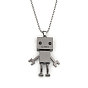 Zinc Alloy Robot Pendant Necklaces, 201 Stainless Steel Chain Necklaces
