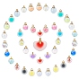 40Pcs Transparent Glass Globe Pendant, with Glass Beads inside and CCB Plastic Pendant Bails, Round