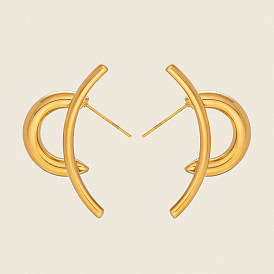 304 aretes de acero inoxidable para mujer, forma de doble c