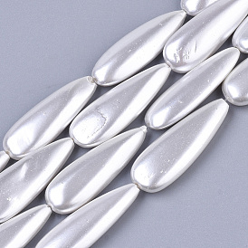 Shell Pearl Beads Strands, Spray Painted, Teardrop