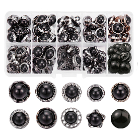 100 шт. 10 стили 1-отверстие смоляные имитация жемчуга ножка пуговицы, с пластиковой фурнитурой, круглый и цветок и звезда