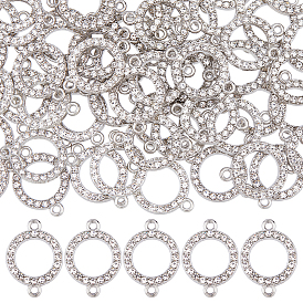 60шт подвески из сплава с кристаллами и стразами, плоско-круглые