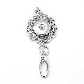 Alloy Rhinestone Snap Pendant Making, with Swivel Clasps, Card Holders, for Snap Buttons