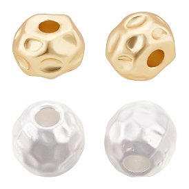 BENECREAT 20Pcs 2 Colors Brass Beads, Long-Lasting Plated, Lead Free & Cadmium Free & Nickel Free, Round, Bumpy, Matte Style