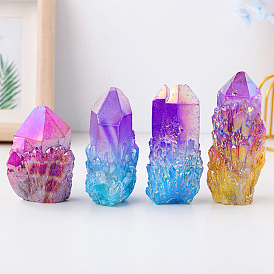 Electroplated Natural Druzy Quartz Crystal Pineapple Cluster Ornaments, Reiki Energy Stone, Home Display Decorations