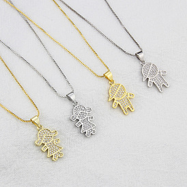 Латунные микропаве прозрачные кубические цирконии ожерелья для девочек и мальчиков с подвеской