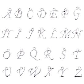 Silver Plated Alloy Letter Pendants, Rack Plating, Including Letter A~Z