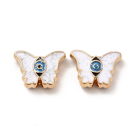 Alloy Enamel Beads, with Glitter, Butterfly