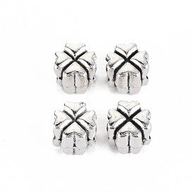 Tibetan Style Alloy European Beads Rhinestone Settings, Cadmium Free & Lead Free, Clover