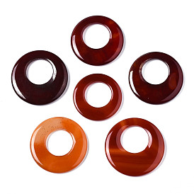 Natural Agate Pendants, Dyed, Flat Round