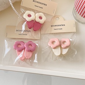 Cute and Versatile Pink Flower Hair Clip for Cream Puffs, Sweet Hair Accessories