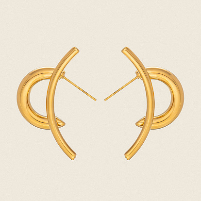 304 aretes de acero inoxidable para mujer, forma de doble c