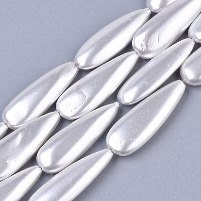 Shell Pearl Beads Strands, Spray Painted, Teardrop