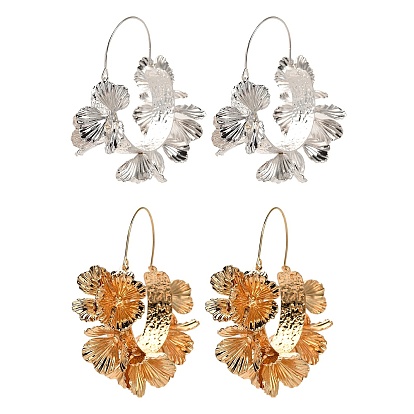 Серьги-кольца из сплава для женщин, с латунной фурнитурой , цветок