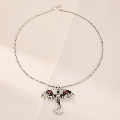 Ожерелья с подвеской в виде дракона из сплава и эмали, со стразами, железная цепь