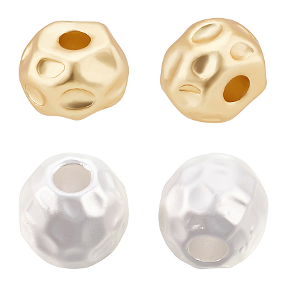 20Pcs 2 Colors Brass Beads, Long-Lasting Plated, Lead Free & Cadmium Free & Nickel Free, Round, Bumpy, Matte Style