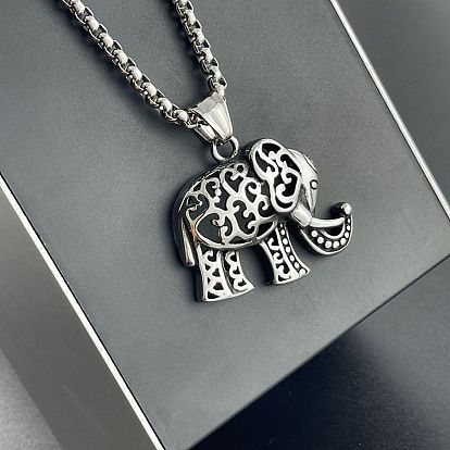 Винтажный панк 304 ожерелья из нержавеющей стали с полым слоном для мужчин