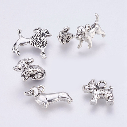 Tibetan Style Alloy Puppy Pendants, Mixed Dog Charms