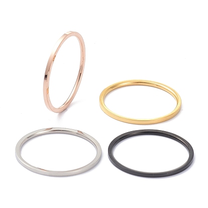 1 мм полированное кольцо на палец с простым куполом для девочек и женщин, 304 Кольцевое ионное напыление из нержавеющей стали (IP)