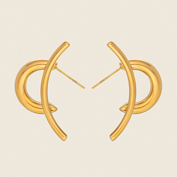 304 Stainless Steel Stud Earrings for Women, Double C Shape