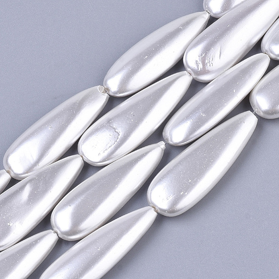 Shell Pearl Beads Strands, Spray Painted, Teardrop