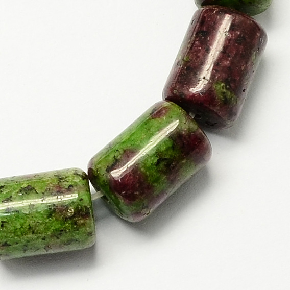 Synthetic Ruby in Zoisite Stone Column Beads Strands, Dyed, 14x10mm, Hole: 1mm, about 28pcs/strand, 15.7 inch