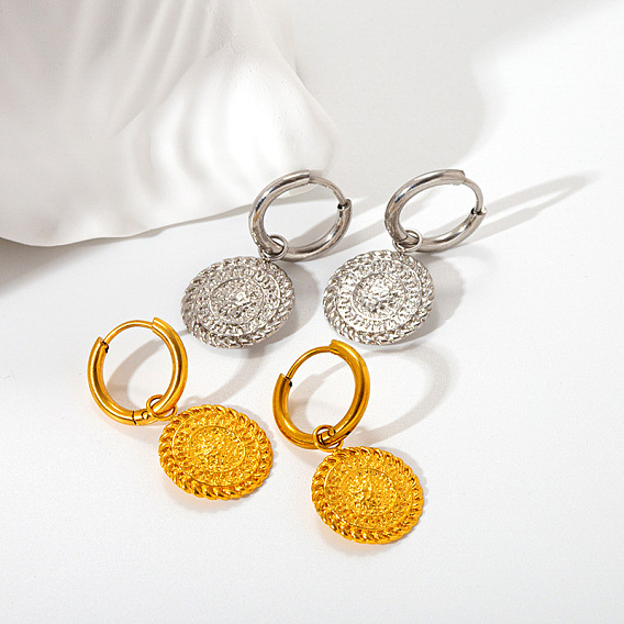 Плоские круглые 304 серьги-кольца из нержавеющей стали