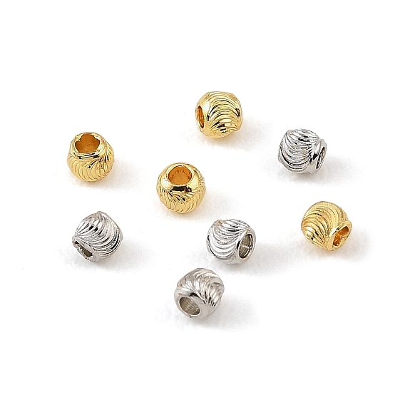 Brass Beads, Textured Round, Rack Plating, Long-Lasting Plated, Cadmium Free & Lead Free
