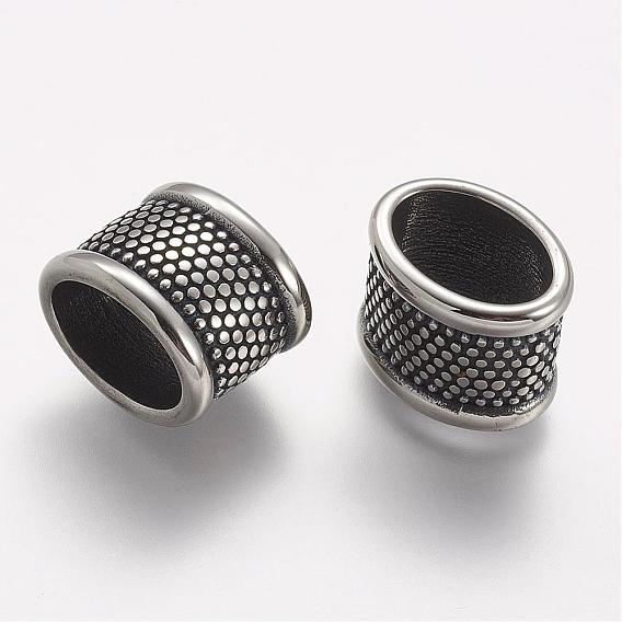 304 Stainless Steel Slide Charms, For Leather Cord Bracelets Rope Keychain Making, Oval