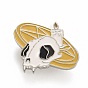 Skull and Candle Enamel Pin, Halloween Alloy Badge for Backpack Clothes, Platinum