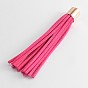 Faux Suede Tassel Pendant Decorations, with Light Gold Plated CCB Plastic Cord Ends, 83x10mm, Hole: 2mm