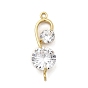 Латунные подвески с плоскими круглыми соединителями из прозрачных кубических цирконий, долговечный, без никеля 