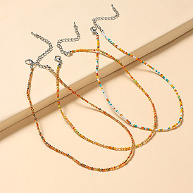 Богемное многослойное разноцветное колье из бисера - креативное украшение-подвеска нежного плетения.