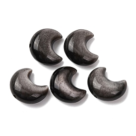 Натуральные серебряные бусины из обсидиана, луна