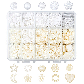 ABS Plastic & Acrylic Imitation Pearl Cabochons, Mixed Shapes