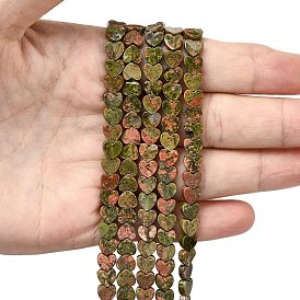 Природные Unakite бисер нитей, сердце