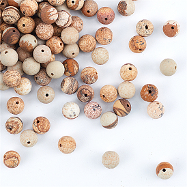 Матовые круглые бусины из натуральной яшмы