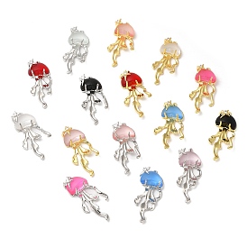 Resin Imitation Jelly Pendants, Jellyfish Charms with Rack Plating Brass Findings, Cadmium Free & Lead Free, Long-Lasting Plated